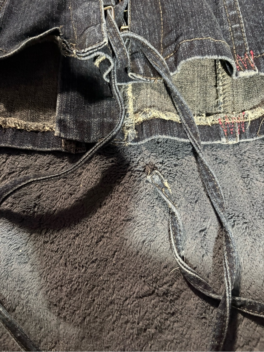Tripp NYC Denim Corset Top in Dark Blue with Black Trim - Picture 6 of 12